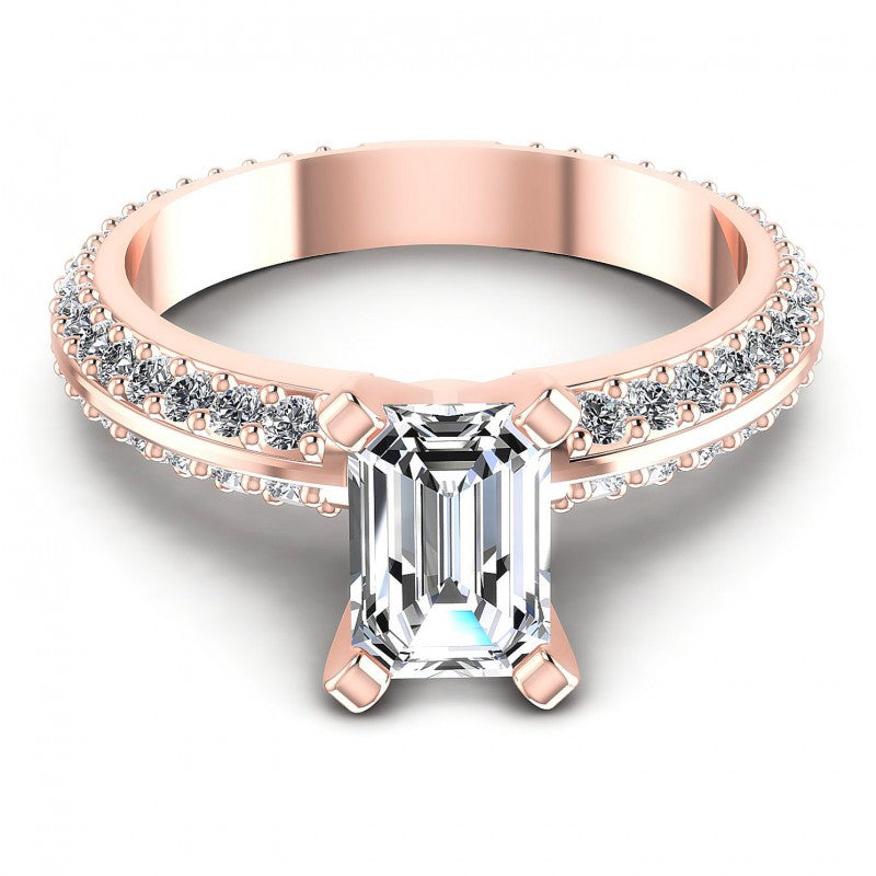 Round and Emerald Diamonds 1.15CT Engagement Ring in 18KT Yellow Gold