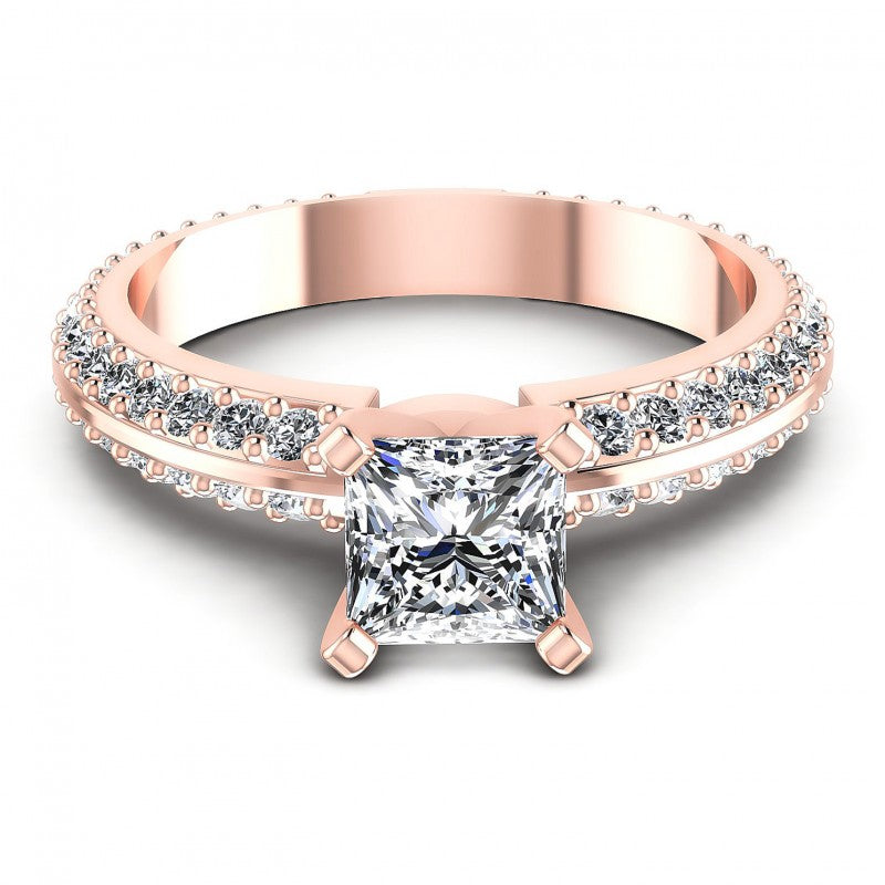 Princess and Round Diamonds 1.15CT Engagement Ring in 18KT Yellow Gold