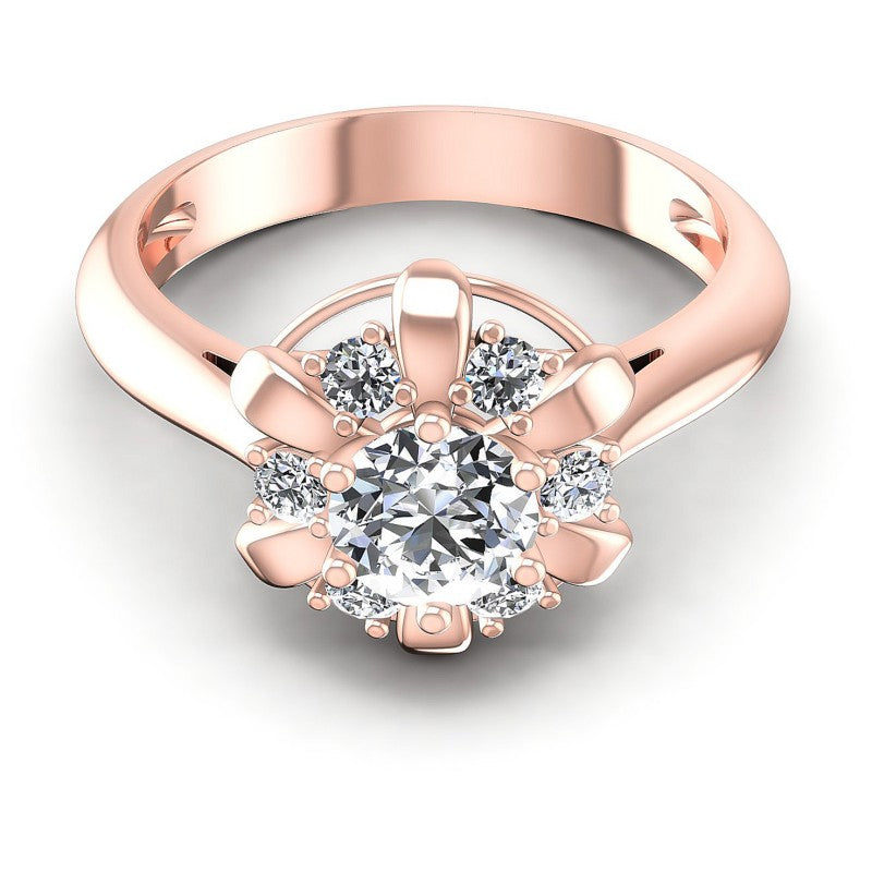 Round Diamonds 0.55CT Halo Ring in 18KT Yellow Gold
