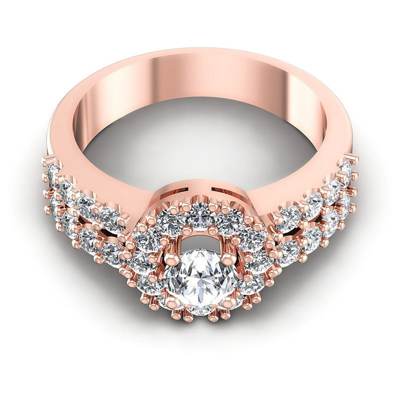 Round Diamonds 1.20CT Halo Ring in 18KT Yellow Gold