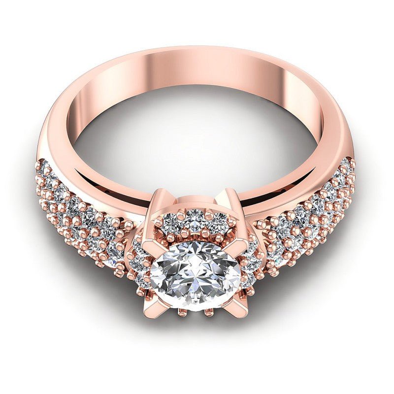 Round Diamonds 1.00CT Halo Ring in 18KT Yellow Gold
