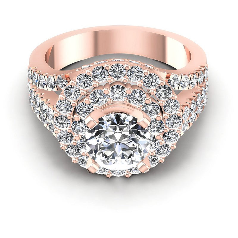 Round Cut Diamonds Halo Ring in 18KT Yellow Gold