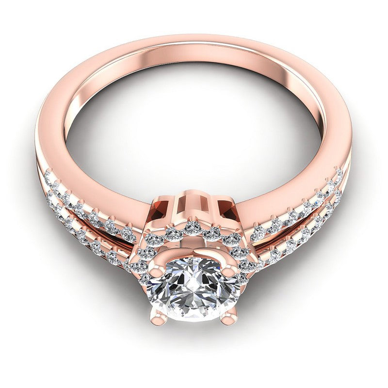 Round Diamonds 0.70CT Halo Ring in 18KT Yellow Gold