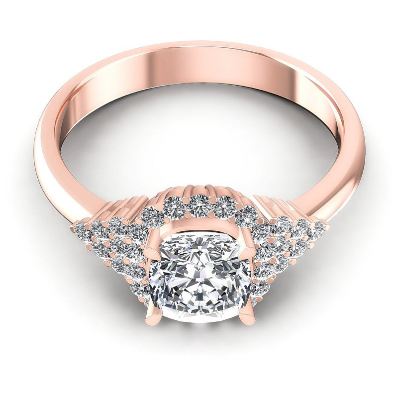 Round and Cushion Diamonds 0.65CT Halo Ring in 18KT Yellow Gold