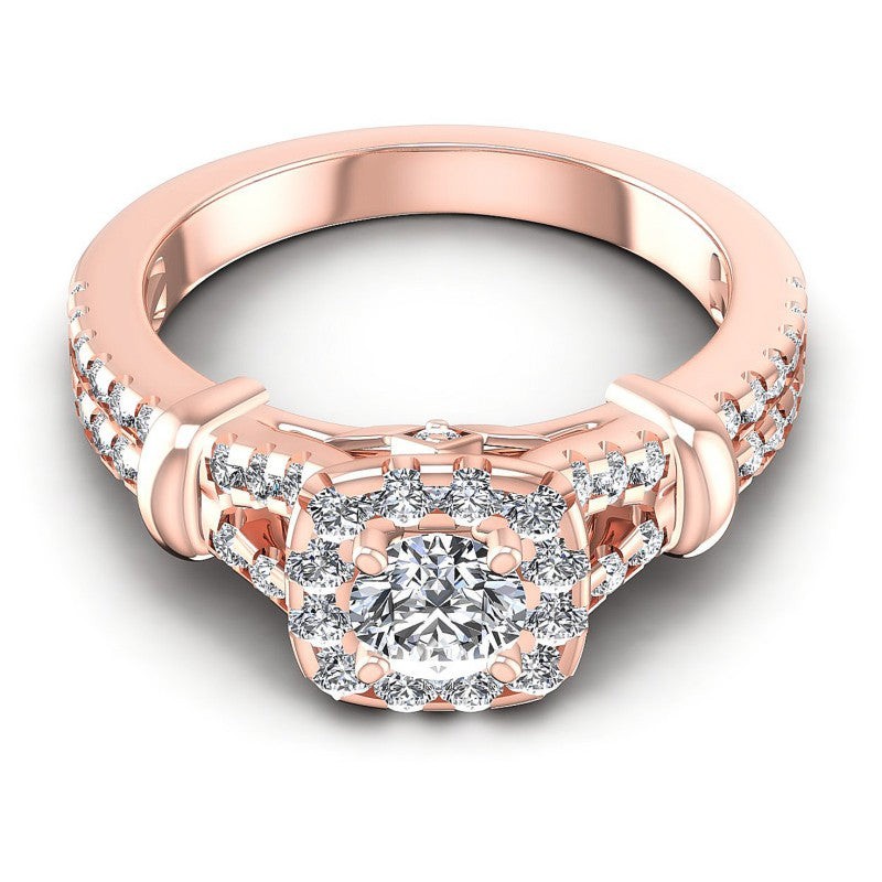 Round Diamonds 1.20CT Halo Ring in 18KT Yellow Gold
