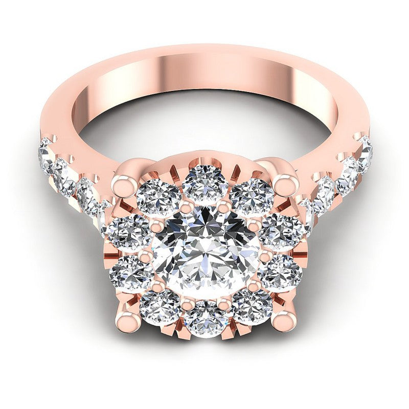 Round Diamonds 1.45CT Halo Ring in 18KT Yellow Gold