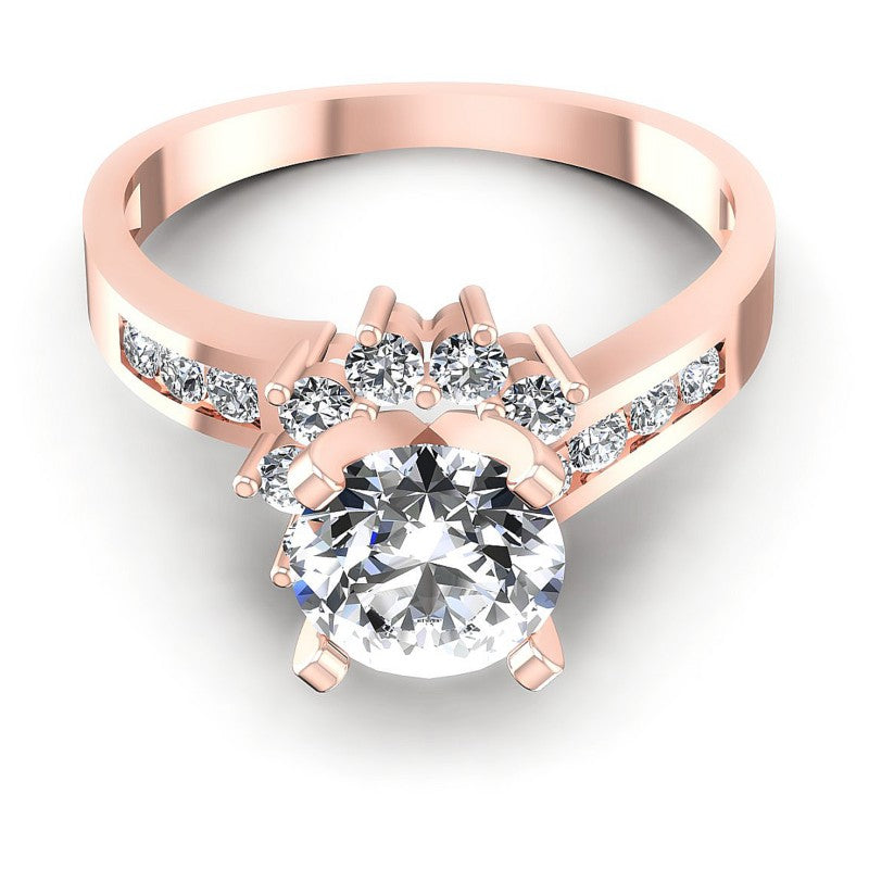 Round Cut Diamonds Engagement Ring in 18KT Yellow Gold