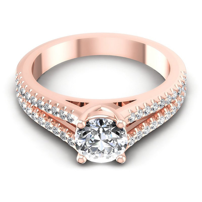 Round Cut Diamonds Engagement Ring in 18KT Yellow Gold