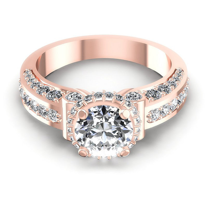 Round Diamonds 1.30CT Halo Ring in 18KT Yellow Gold