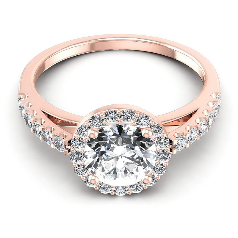 Round Diamonds 0.70CT Halo Ring in 18KT Yellow Gold