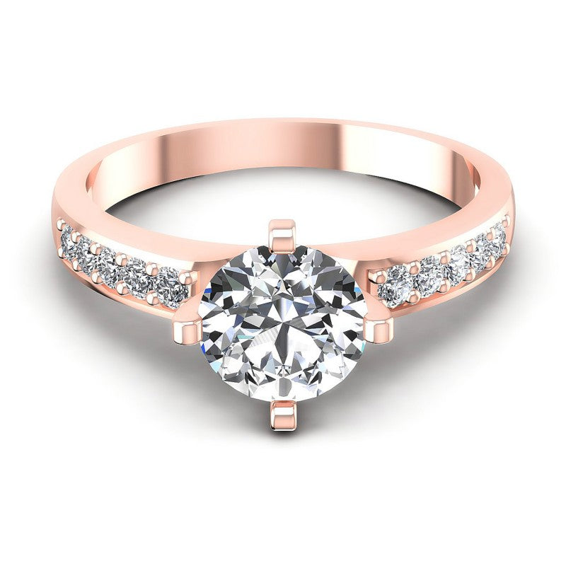 Round Cut Diamonds Engagement Ring in 18KT Yellow Gold
