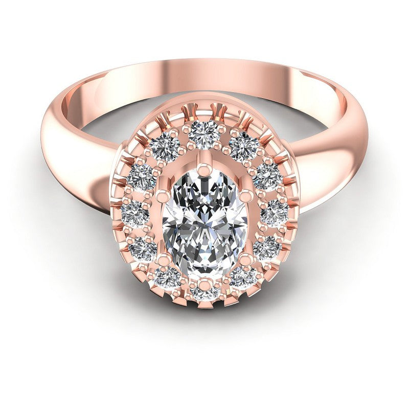 Round and Oval Diamonds 0.65CT Halo Ring in 18KT Yellow Gold