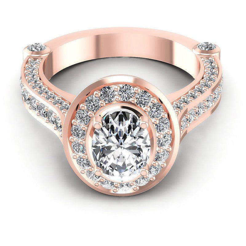 Round and Oval Diamonds 1.35CT Halo Ring in 18KT Yellow Gold