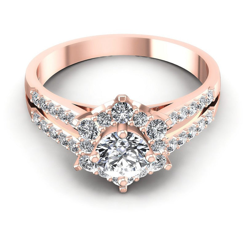 Round Diamonds 0.90CT Halo Ring in 18KT Yellow Gold