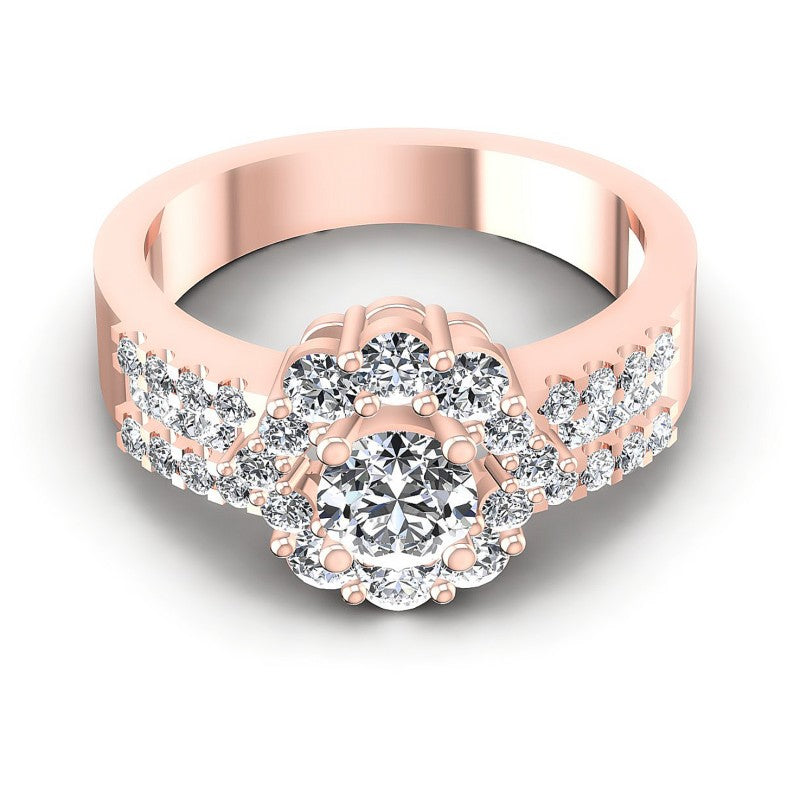 Princess and Round Diamonds 1.40CT Halo Ring in 18KT Yellow Gold