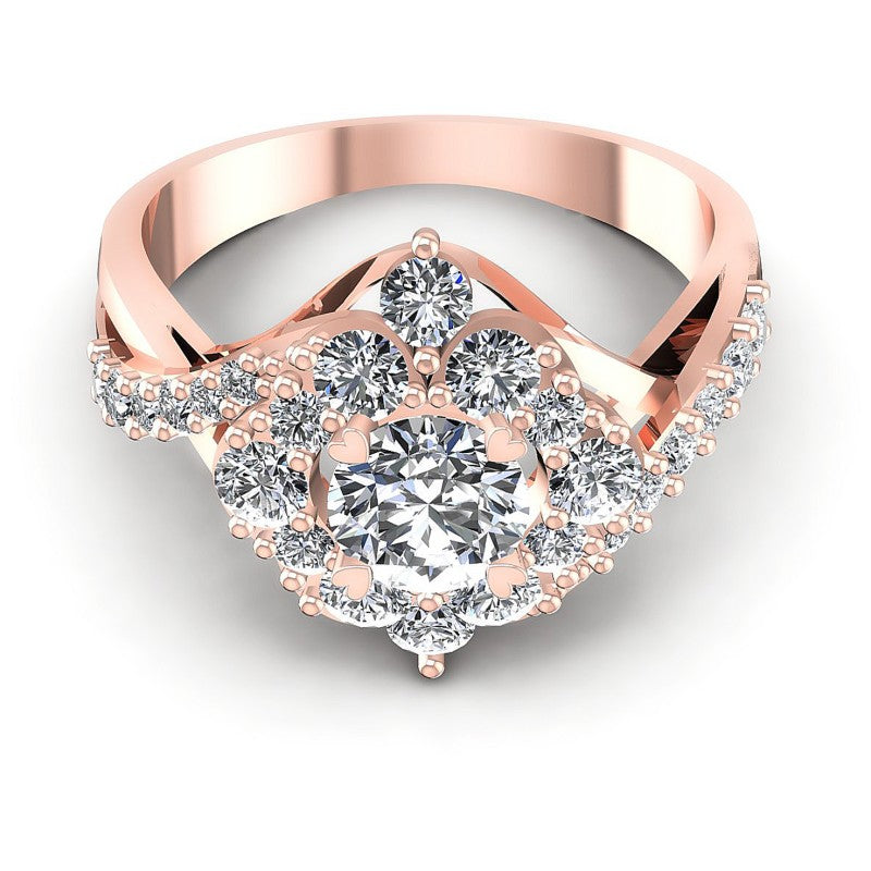 Round Diamonds 1.30CT Halo Ring in 18KT Yellow Gold