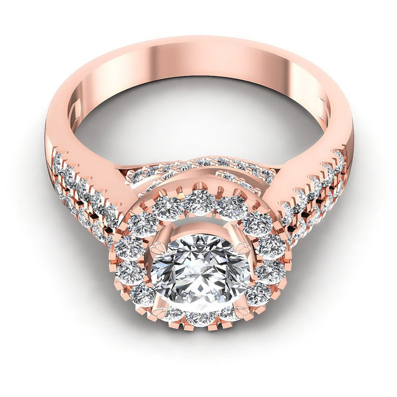 Round Diamonds 1.30CT Halo Ring in 18KT Yellow Gold