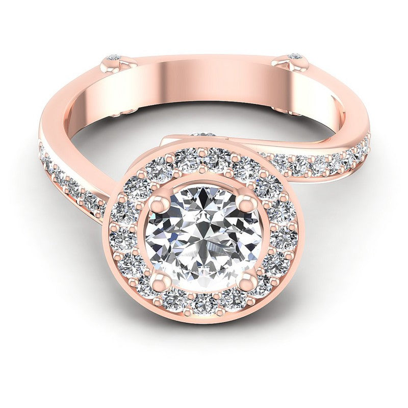 Round Diamonds 1.00CT Halo Ring in 18KT Yellow Gold