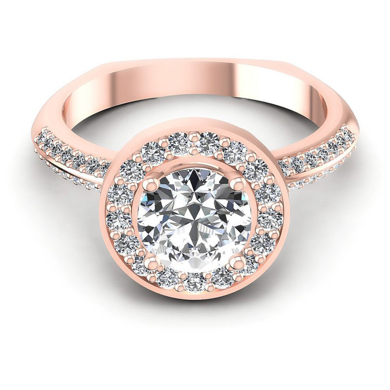 Round Diamonds 0.95CT Halo Ring in 18KT Yellow Gold