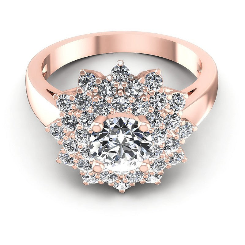 Round Diamonds 1.30CT Halo Ring in 18KT Yellow Gold