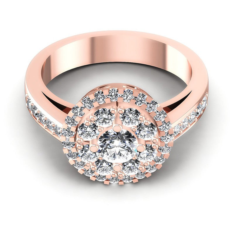 Round Diamonds 1.15CT Halo Ring in 18KT Yellow Gold