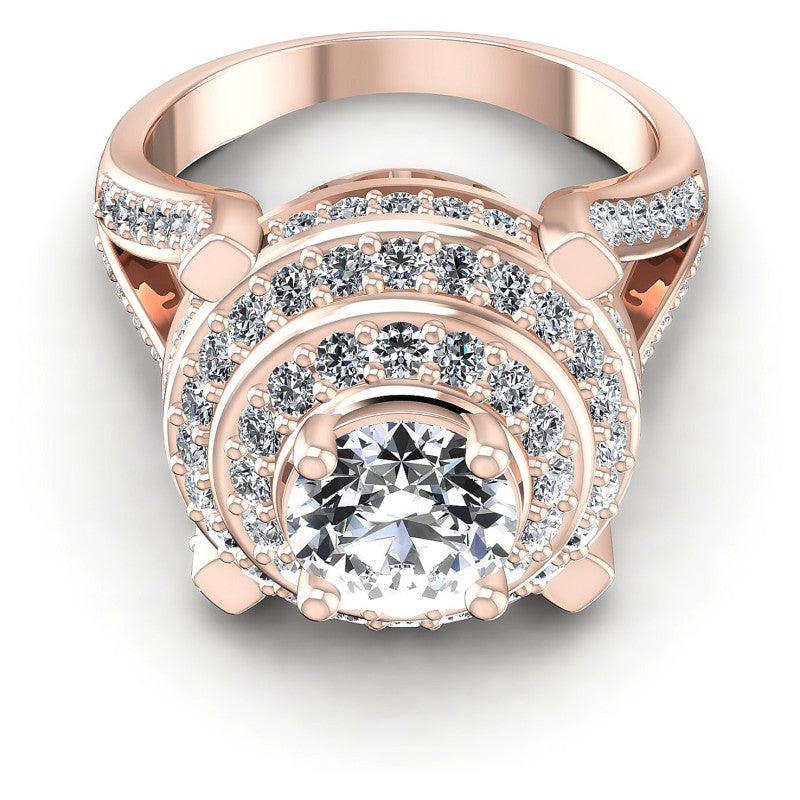 Round Diamonds 1.60CT Halo Ring in 18KT Yellow Gold
