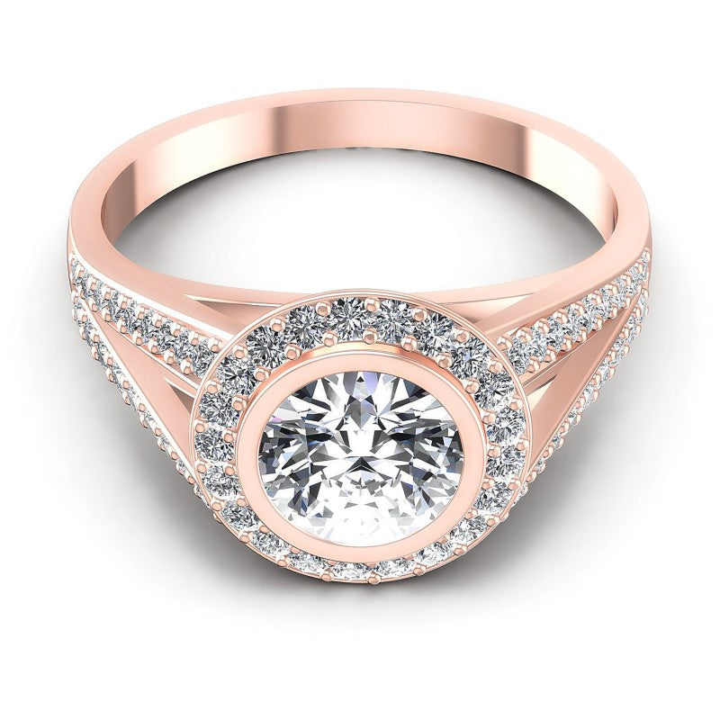 Round Diamonds 0.80CT Halo Ring in 18KT Yellow Gold