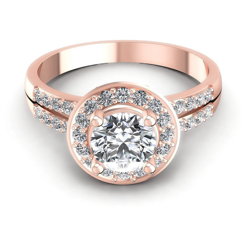 Round Diamonds 0.80CT Halo Ring in 18KT Yellow Gold