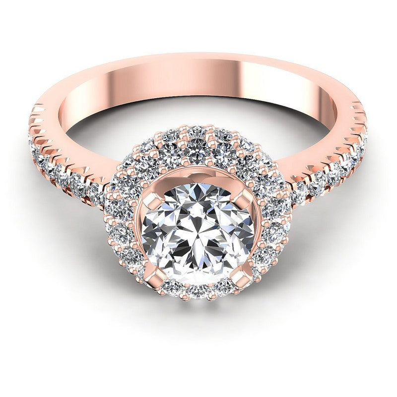 Round Diamonds 1.00CT Halo Ring in 18KT Yellow Gold
