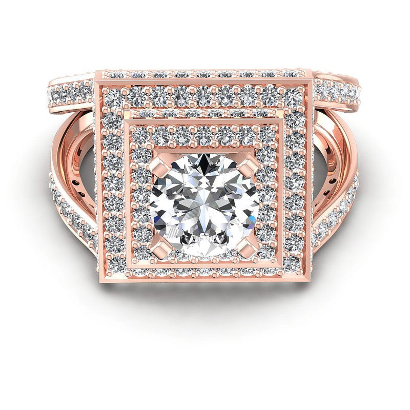 Round Diamonds 1.65CT Halo Ring in 18KT Yellow Gold
