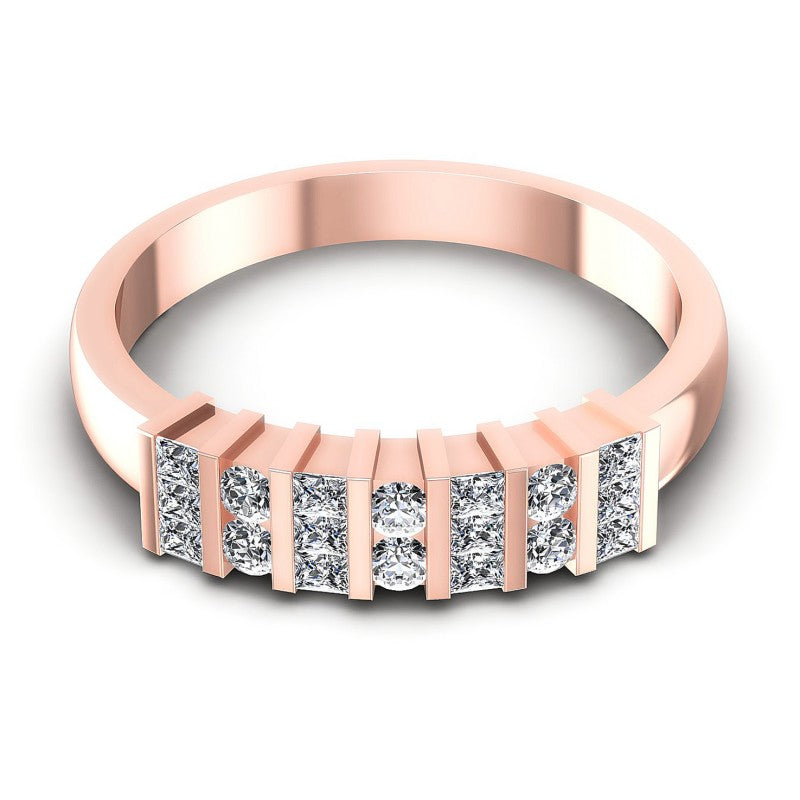 Princess and Round Diamonds 0.55CT Diamonds Wedding Band in 18KT Yellow Gold