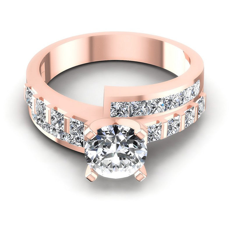 Princess and Round Diamonds 1.55CT Engagement Ring in 18KT Yellow Gold