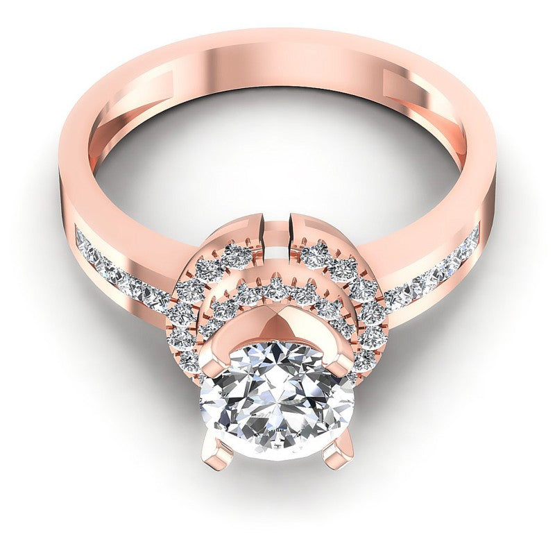 Princess and Round Diamonds 0.90CT Engagement Ring in 18KT Yellow Gold