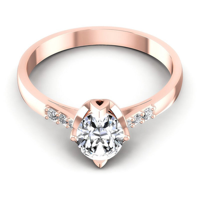 Round and Oval Diamonds 0.50CT Engagement Ring in 18KT Yellow Gold