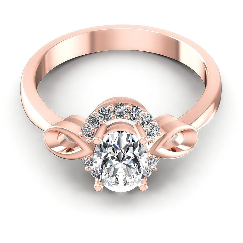 Round and Oval Diamonds 0.50CT Halo Ring in 18KT Yellow Gold