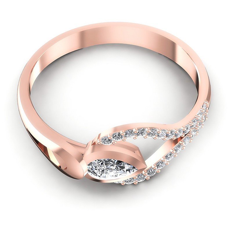 Round and Pear Diamonds 0.40CT Fashion Ring in 18KT Yellow Gold