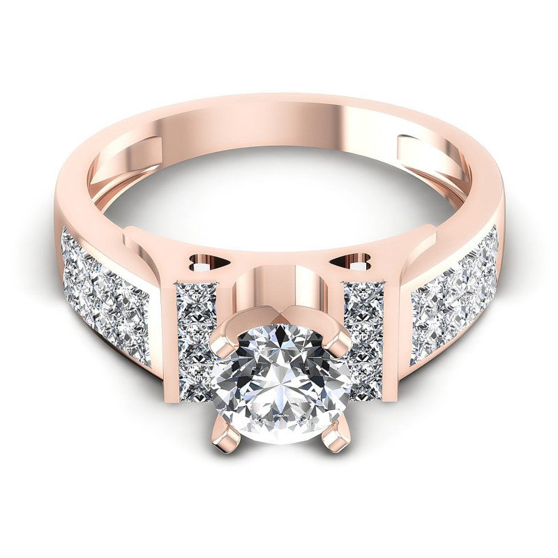 Princess and Round Diamonds 1.15CT Engagement Ring in 18KT Yellow Gold