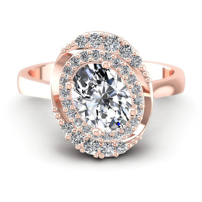 Round and Oval Diamonds 0.80CT Halo Ring in 18KT Yellow Gold