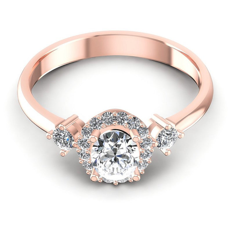 Round and Oval Diamonds 0.60CT Halo Ring in 18KT Yellow Gold