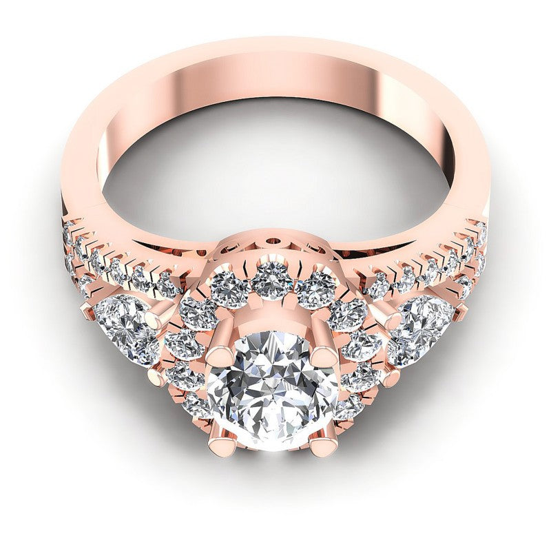 Round and Oval and Heart Diamonds 1.30CT Halo Ring in 18KT Yellow Gold