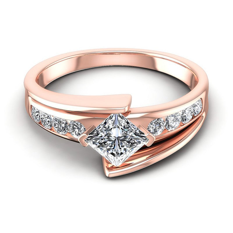 Princess and Round Diamonds 0.60CT Engagement Ring in 18KT Yellow Gold