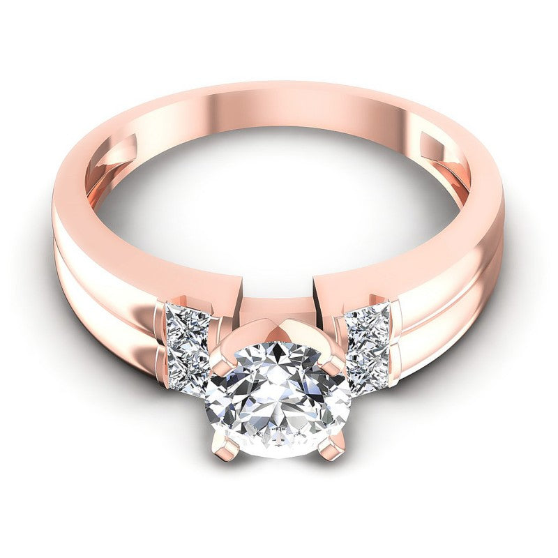 Princess and Round Diamonds 0.60CT Engagement Ring in 18KT Yellow Gold
