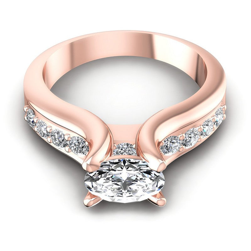 Round and Oval Diamonds 0.85CT Engagement Ring in 18KT Yellow Gold