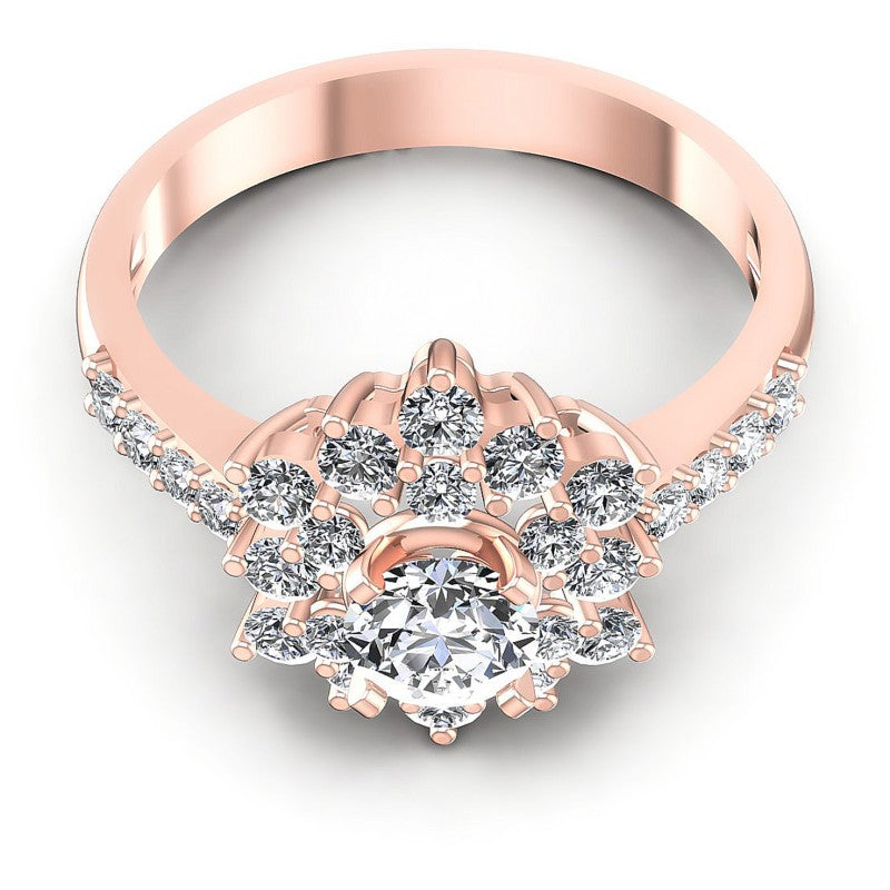 Round Diamonds 1.05CT Halo Ring in 18KT Yellow Gold