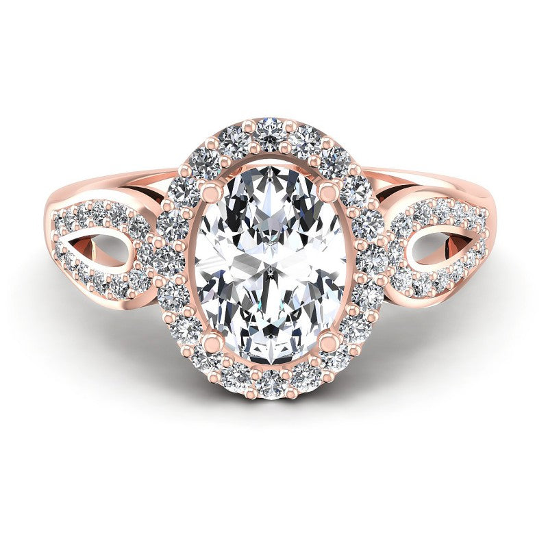 Round and Oval Diamonds 1.55CT Halo Ring in 18KT Yellow Gold