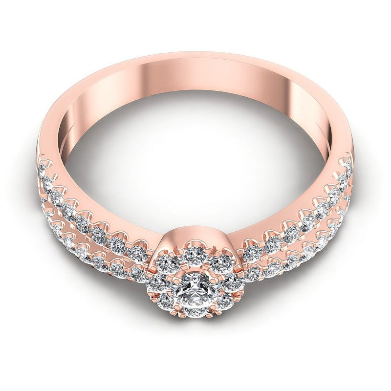 Round Diamonds 0.60CT Halo Ring in 18KT Yellow Gold