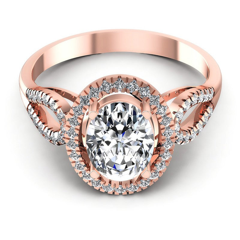 Round and Oval Diamonds 0.60CT Halo Ring in 18KT Yellow Gold