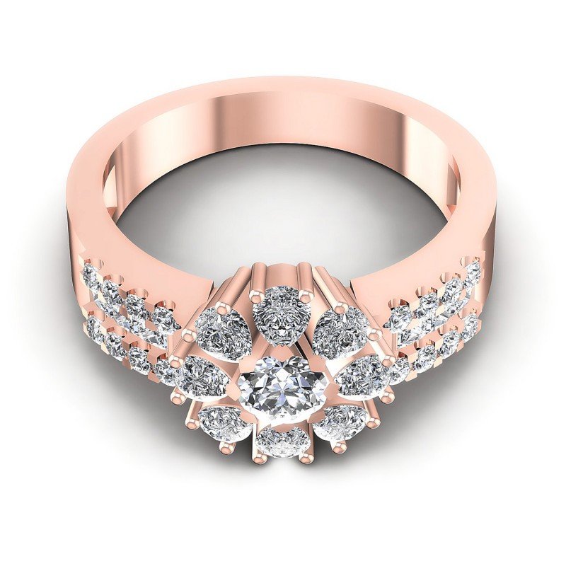 Princess and Round and Pear Diamonds 1.25CT Fashion Ring in 18KT Yellow Gold