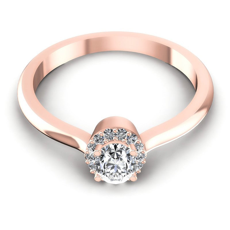 Round and Oval Diamonds 0.45CT Halo Ring in 18KT Yellow Gold