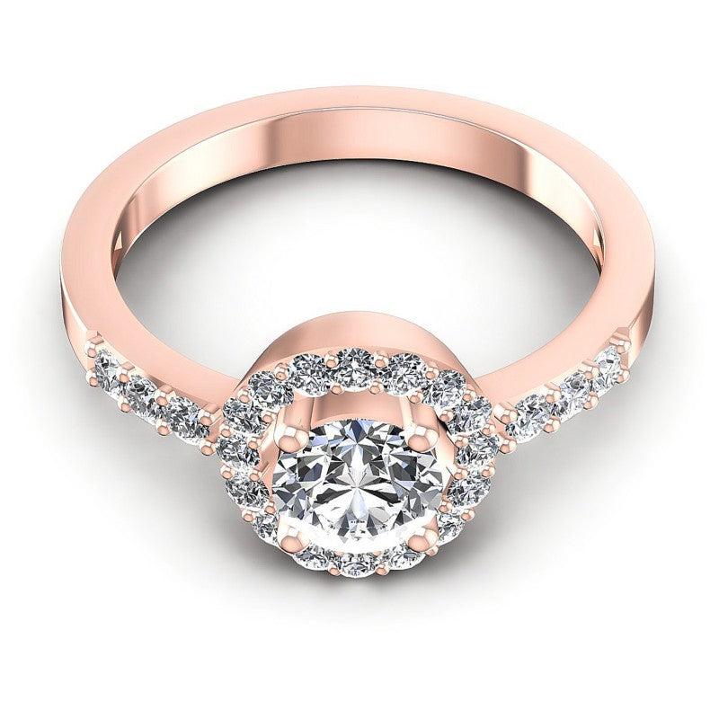 Round Diamonds 0.70CT Halo Ring in 18KT Yellow Gold